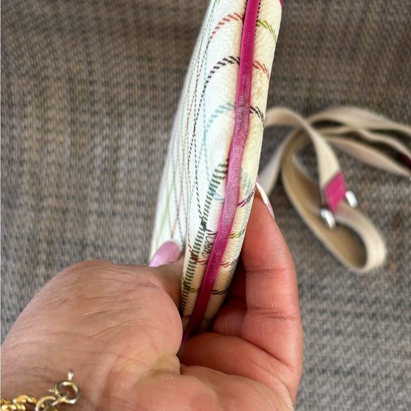 Coach Heritage Tattersall Pink Stripe Crossbody - Picture 4 of 8